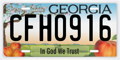 GA license plate CFH0916