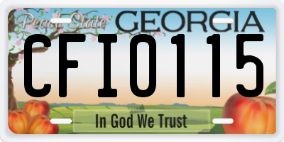 GA license plate CFI0115