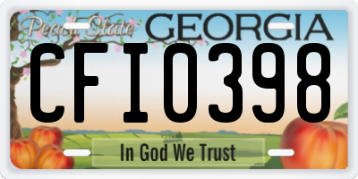GA license plate CFI0398