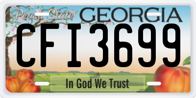 GA license plate CFI3699