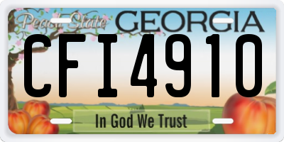GA license plate CFI4910
