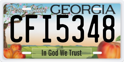 GA license plate CFI5348