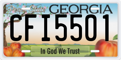 GA license plate CFI5501