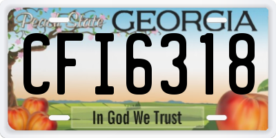 GA license plate CFI6318