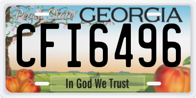 GA license plate CFI6496