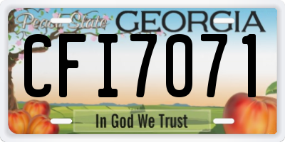 GA license plate CFI7071