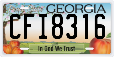 GA license plate CFI8316