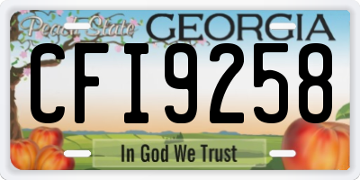 GA license plate CFI9258