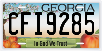 GA license plate CFI9285