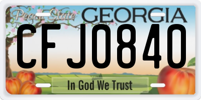 GA license plate CFJ0840