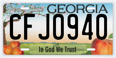 GA license plate CFJ0940