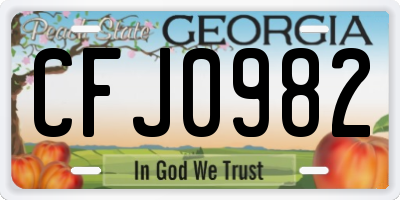 GA license plate CFJ0982