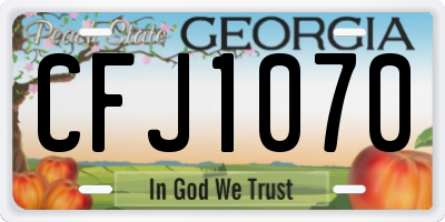 GA license plate CFJ1070