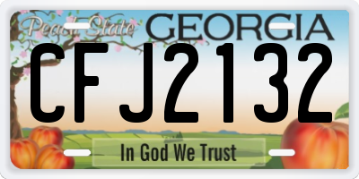 GA license plate CFJ2132