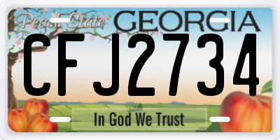 GA license plate CFJ2734