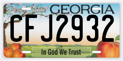 GA license plate CFJ2932