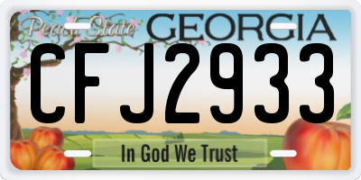 GA license plate CFJ2933
