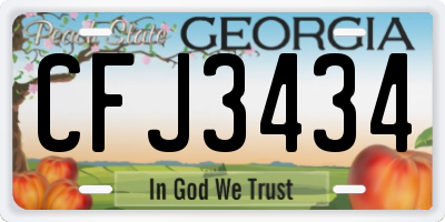 GA license plate CFJ3434
