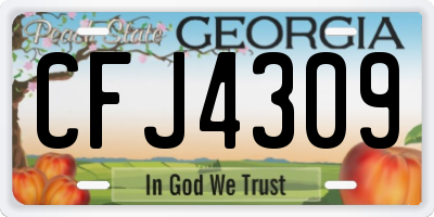 GA license plate CFJ4309