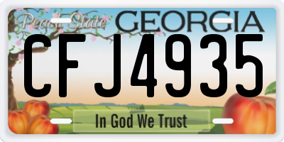 GA license plate CFJ4935