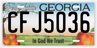 GA license plate CFJ5036