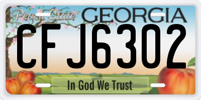 GA license plate CFJ6302