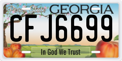 GA license plate CFJ6699