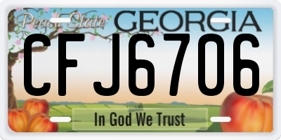 GA license plate CFJ6706