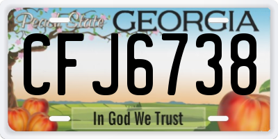 GA license plate CFJ6738