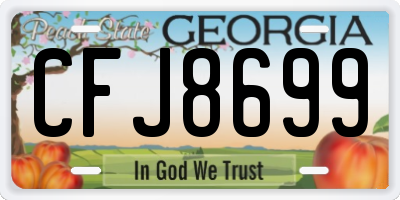 GA license plate CFJ8699