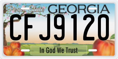 GA license plate CFJ9120