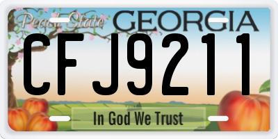 GA license plate CFJ9211