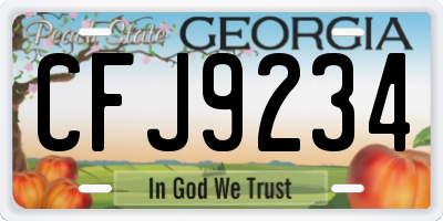 GA license plate CFJ9234