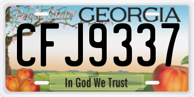 GA license plate CFJ9337