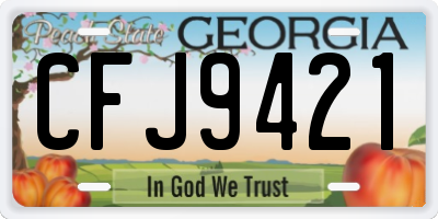 GA license plate CFJ9421