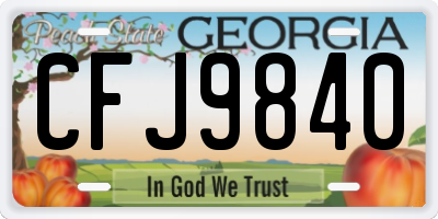 GA license plate CFJ9840