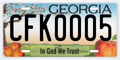 GA license plate CFK0005