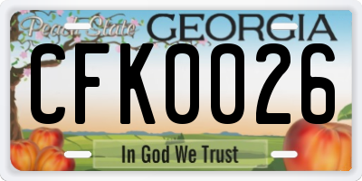 GA license plate CFK0026