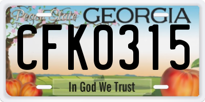 GA license plate CFK0315