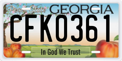 GA license plate CFK0361