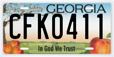 GA license plate CFK0411