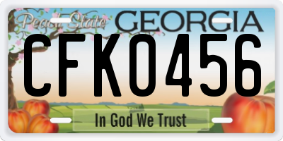 GA license plate CFK0456