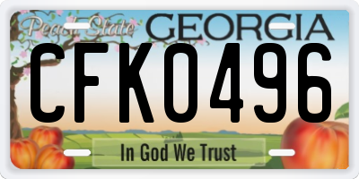 GA license plate CFK0496