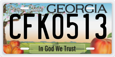 GA license plate CFK0513