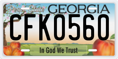 GA license plate CFK0560