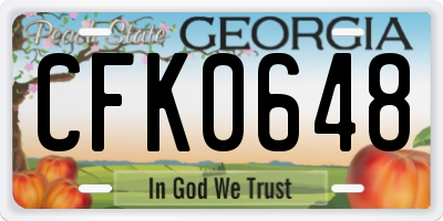 GA license plate CFK0648