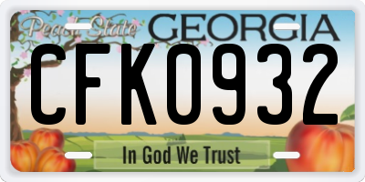 GA license plate CFK0932