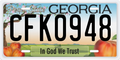 GA license plate CFK0948