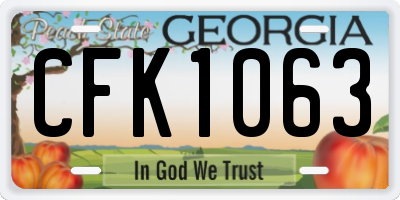 GA license plate CFK1063