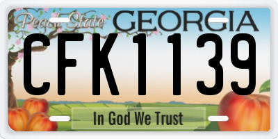 GA license plate CFK1139